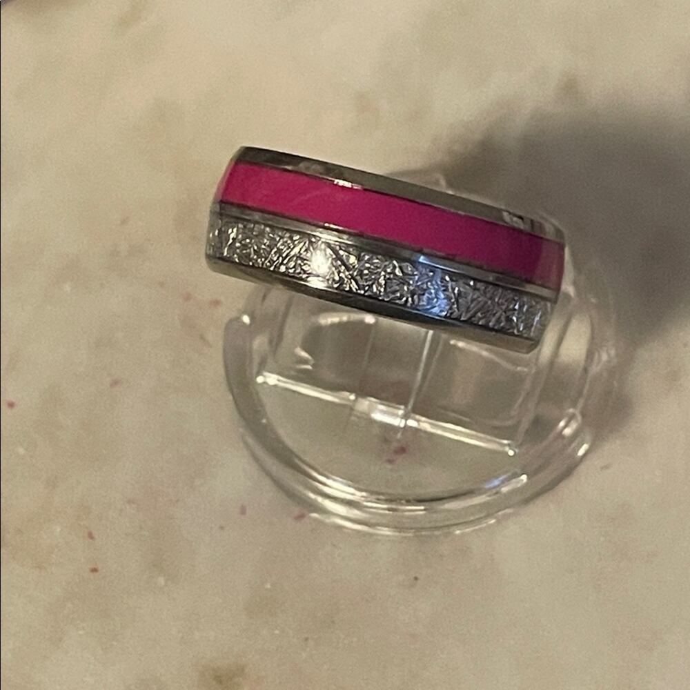 Pink and Silver Women's / men’s Ring stainless steel 12